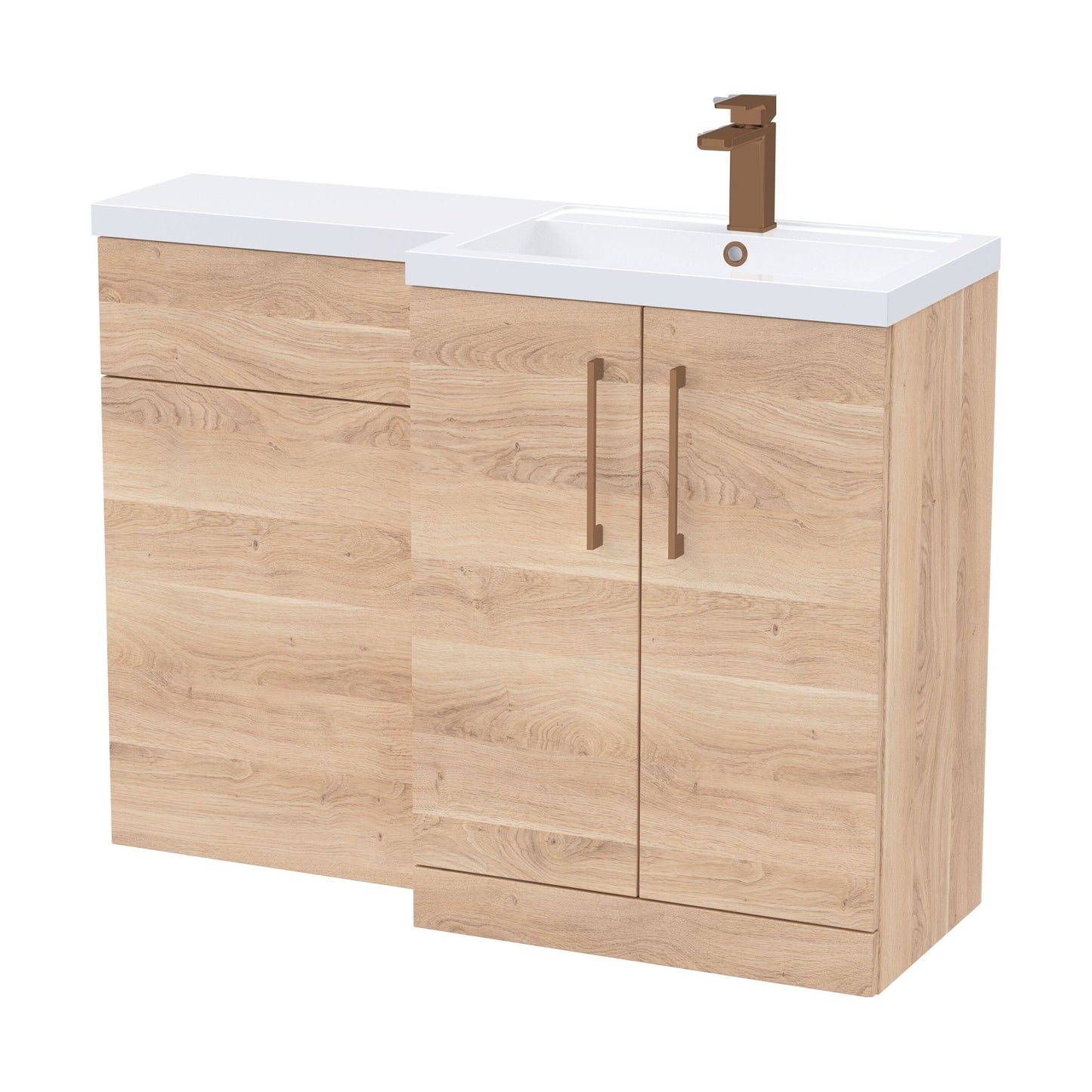 [BFLE3011RH1516] Bramshall Combination Vanity Unit with Basin & WC, Right Hand, 1100mm x 390mm - Choice of Colour and Handle Finish - Cutout