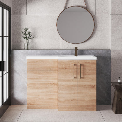 [BFLE3011RH1516] Bramshall Combination Vanity Unit with Basin & WC, Right Hand, 1100mm x 390mm - Choice of Colour and Handle Finish - Lifestyle 1