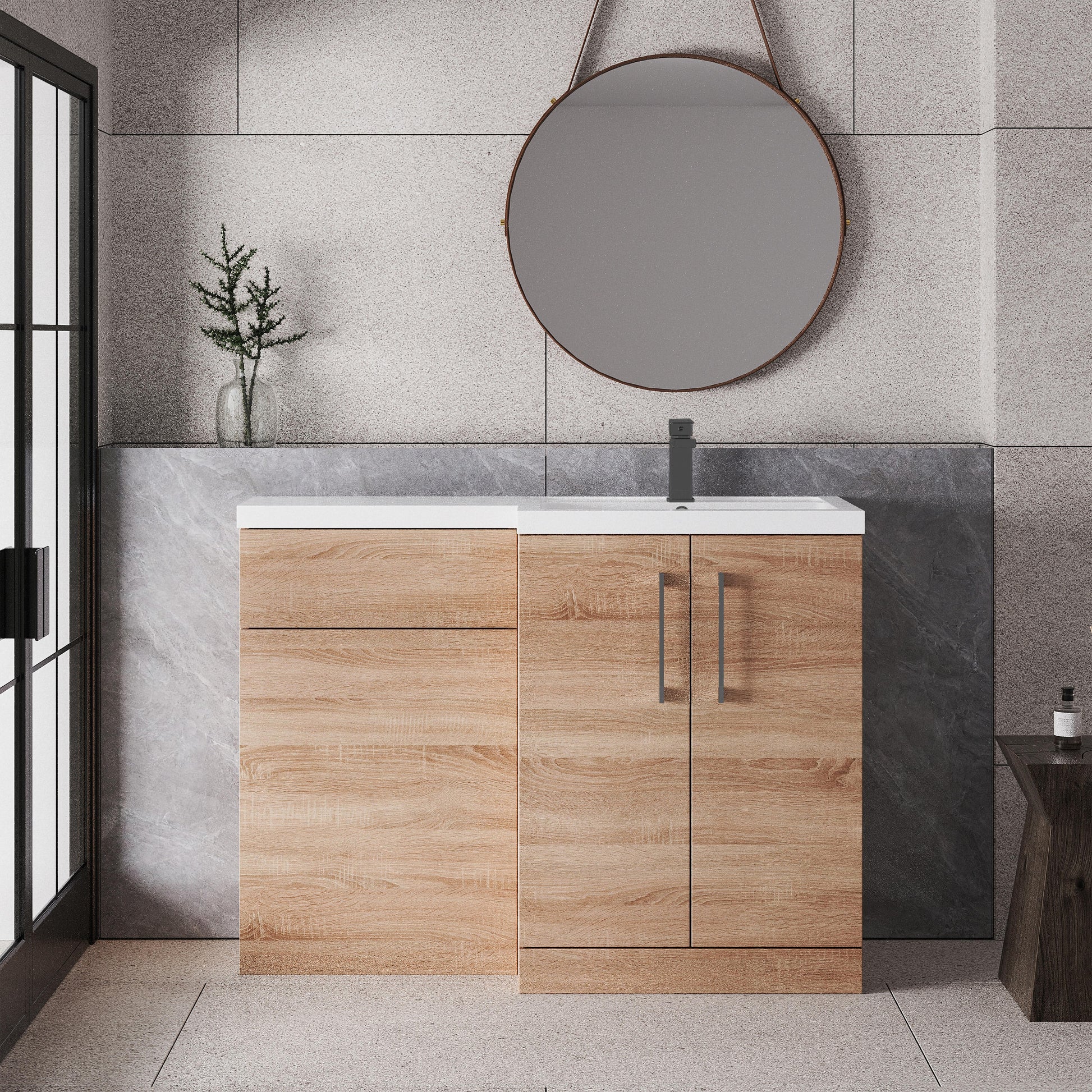 [BFLE3011RH716] Bramshall Combination Vanity Unit with Basin & WC, Right Hand, 1100mm x 390mm - Choice of Colour and Handle Finish - Lifestyle 1