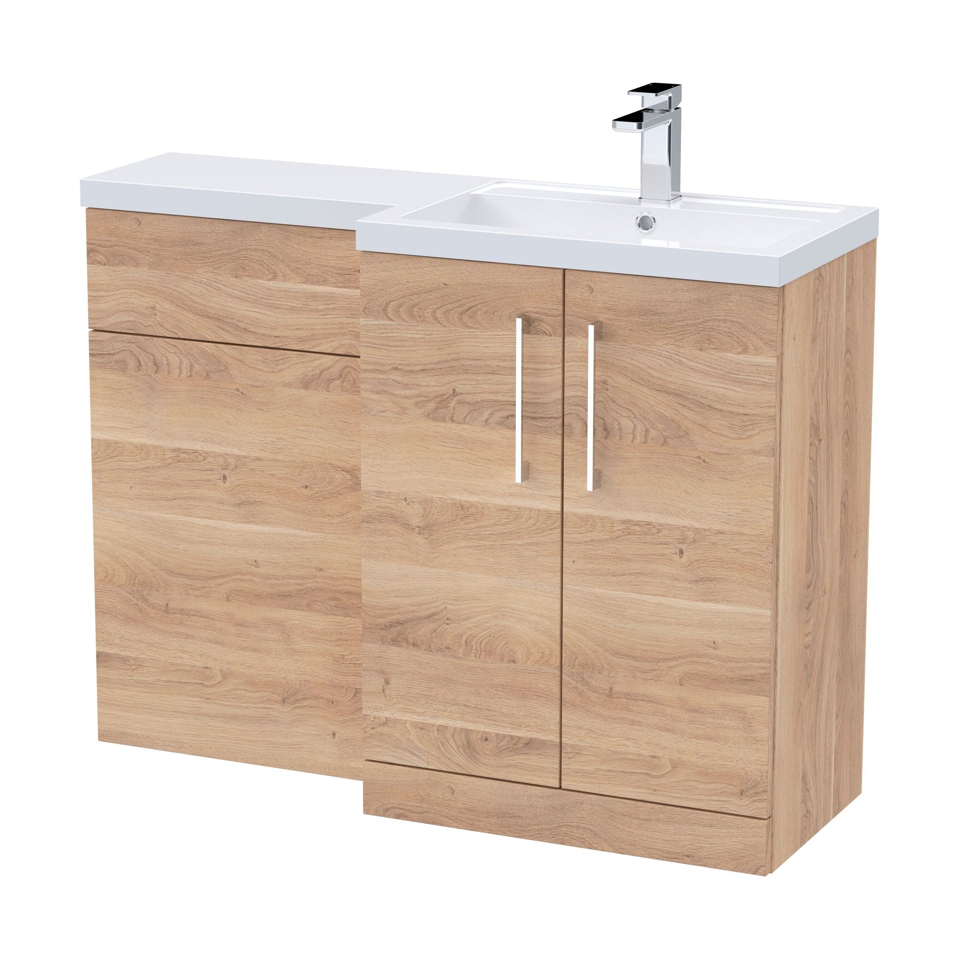 [BFLE3011R] Bramshall Combination Vanity Unit with Basin & WC, Right Hand, 1100mm x 390mm - Choice of Colour and Handle Finish - Cutout