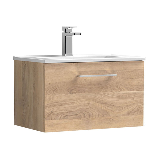 [BFLE3022B] Balterley  Contemporary Bathroom 1 Soft Close Drawer & Minimalist Wall Hung Vanity Unit Basin, Bleached Oak, 600mm - Cutout