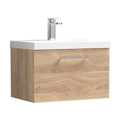 [BFLE3022D] Balterley  Contemporary Bathroom Wall Hung 1-Drawer Vanity & Basin, Bleached Oak, 600mm - Cutout