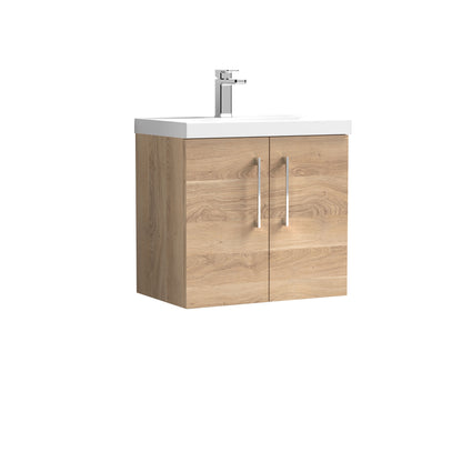 [BFLE3023A] Bramshall Contemporary 2 Door Wall Hung Vanity Basin Unit with Mid-Edge Basin, Choice of Size and Colour - Cutout