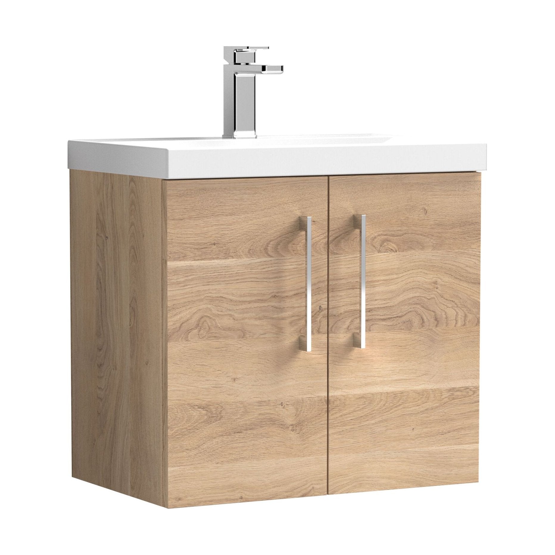 [BFLE3023D] Balterley  Contemporary Bathroom Wall Hung 2-Door Vanity & Basin, Bleached Oak, 600mm - Cutout