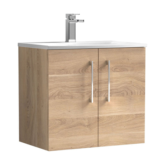 [BFLE3023G] Balterley  Modern Bathroom Wall Hung 2-Door Vanity & Basin, Bleached Oak, 600mm - Cutout