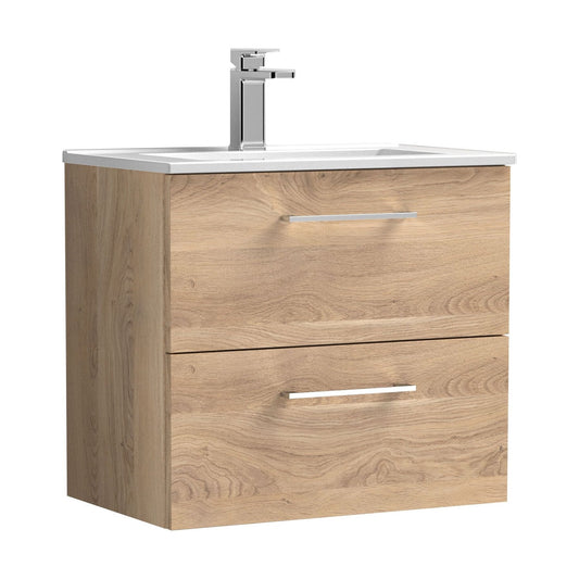 [BFLE3024B] Balterley  Contemporary Bathroom 2 Soft Close Drawer & Minimalist Wall Hung Vanity Unit Basin, Bleached Oak, 600mm - Cutout