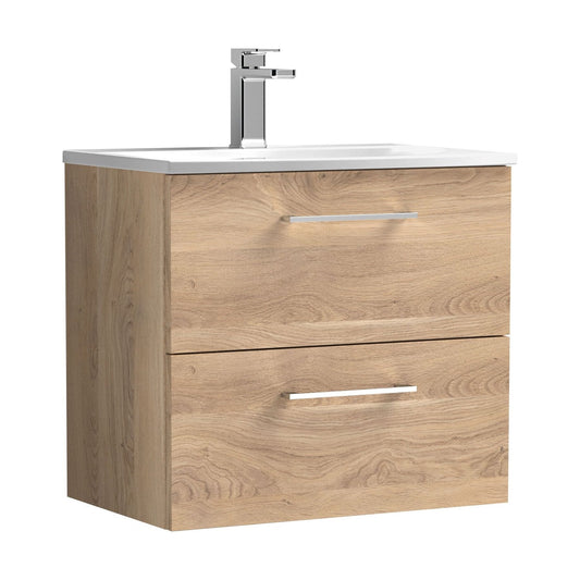 [BFLE3024G] Balterley  Modern Bathroom Wall Hung 2-Drawer Vanity & Basin, Bleached Oak, 600mm - Cutout