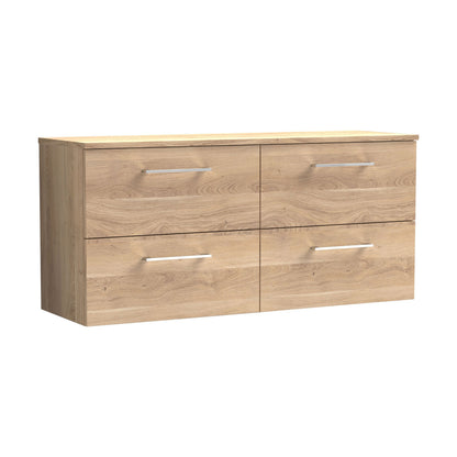 [BFLE3024W2] Balterley Level Modern Bathroom 1200mm Wall Hung 4 Soft Close Drawer Vanity Unit with Worktop, 558 x 1205 x 390mm, Bleached Oak - Cutout