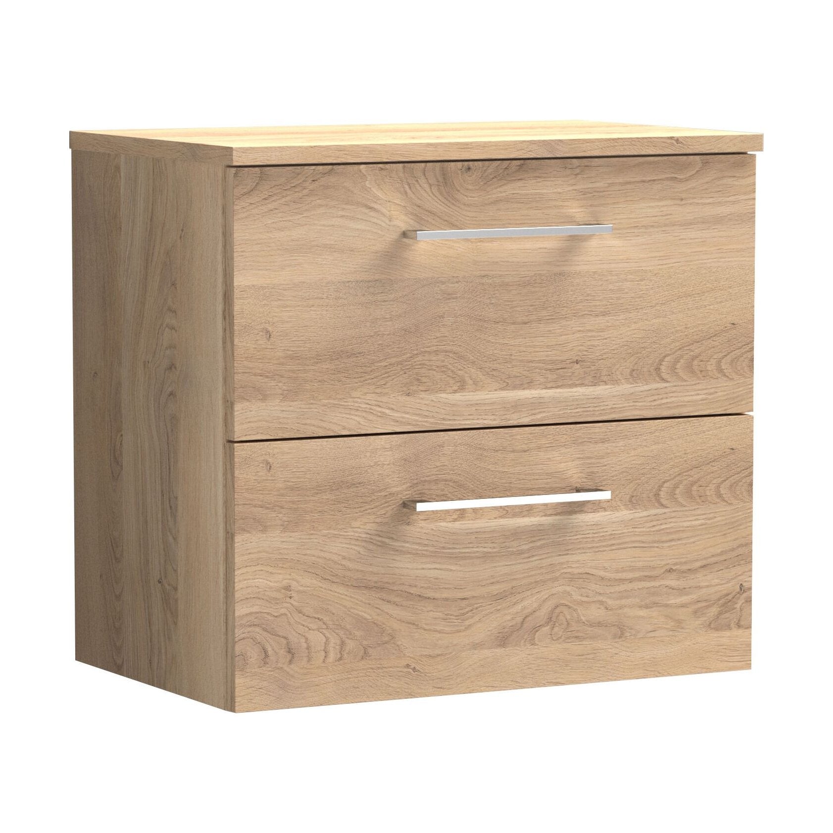 [BFLE3024W] Balterley Level Modern Bathroom 600mm Wall Hung 2 Soft Close Drawer Vanity Unit with Worktop, 558 x 605 x 390mm, Bleached Oak - Cutout
