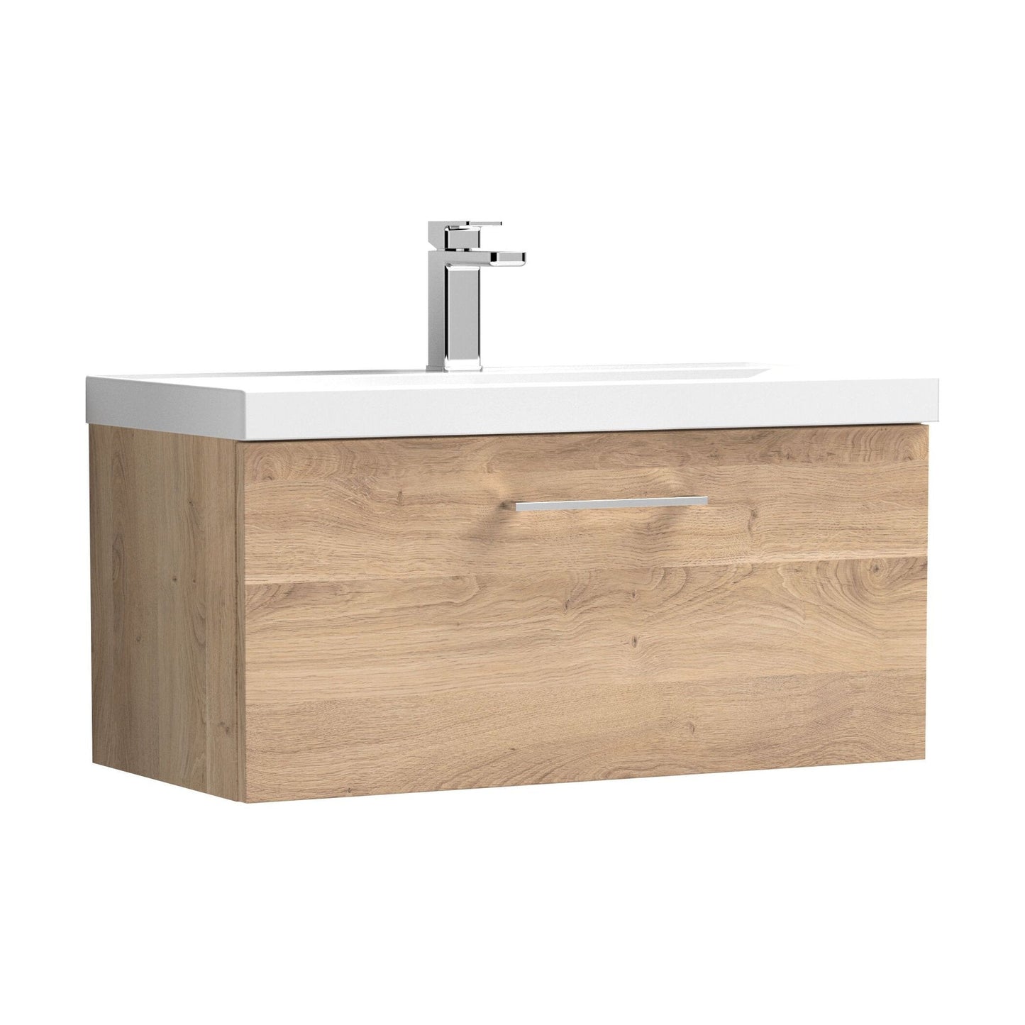 [BFLE3025D] Balterley  Contemporary Bathroom Wall Hung 1-Drawer Vanity & Basin, Bleached Oak, 800mm - Cutout
