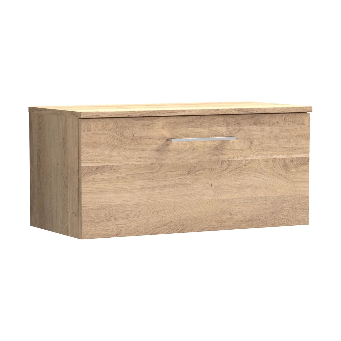 [BFLE3025W] Balterley Level Modern Bathroom 800mm Wall Hung 1-Drawer Vanity Unit with Worktop, Soft Close Drawer, Bleached Oak - Cutout