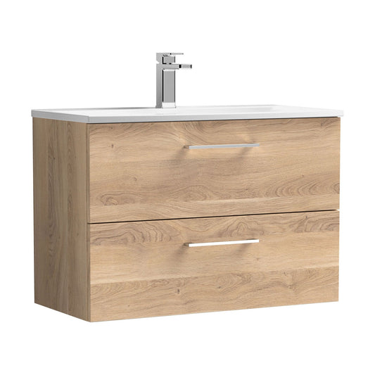 [BFLE3026G] Balterley  Modern Bathroom Wall Hung 2-Drawer Vanity & Basin, Bleached Oak, 800mm - Cutout