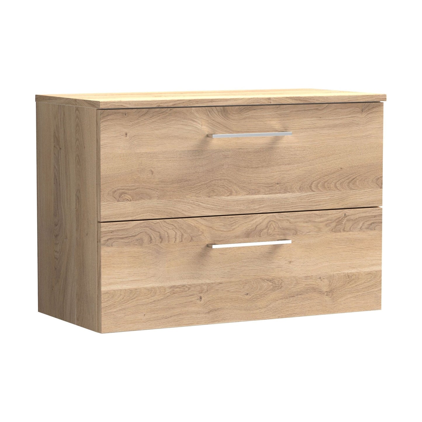 [BFLE3026W] Balterley Level Modern Bathroom 800mm Wall Hung 2 Soft Close Drawer Vanity Unit with Worktop, 558 x 805 x 390mm, Bleached Oak - Cutout