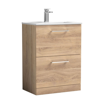 [BFLE3033B] Balterley  Contemporary Bathroom 2 Soft Close Drawer & Minimalist Floor Standing Vanity Unit Basin, Bleached Oak, 600mm - Cutout