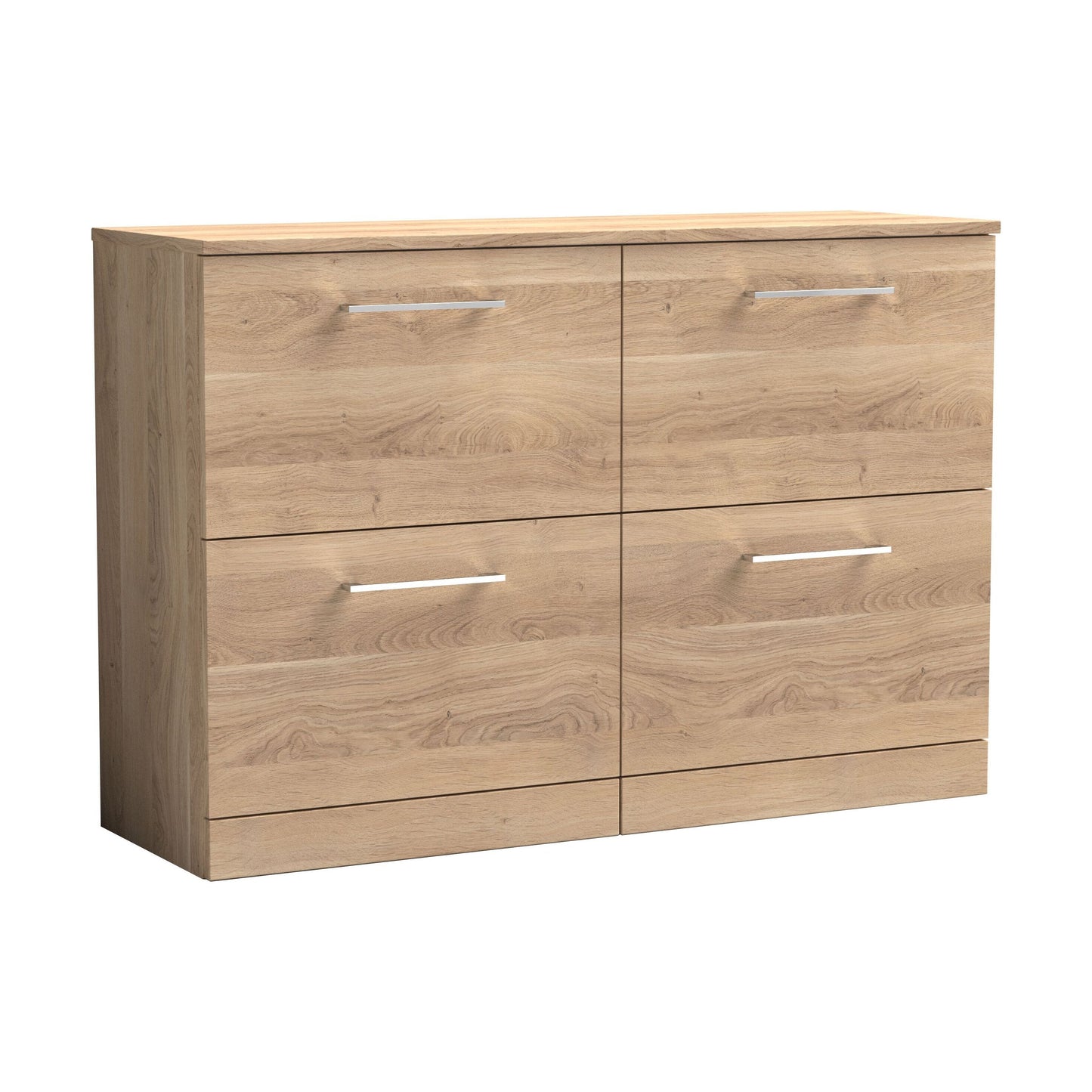 [BFLE3033W2] Balterley Level Modern Bathroom 4 Drawer Floor Standing Vanity Unit with Worktop & Handles, Bleached Oak, 1205 mm - Cutout
