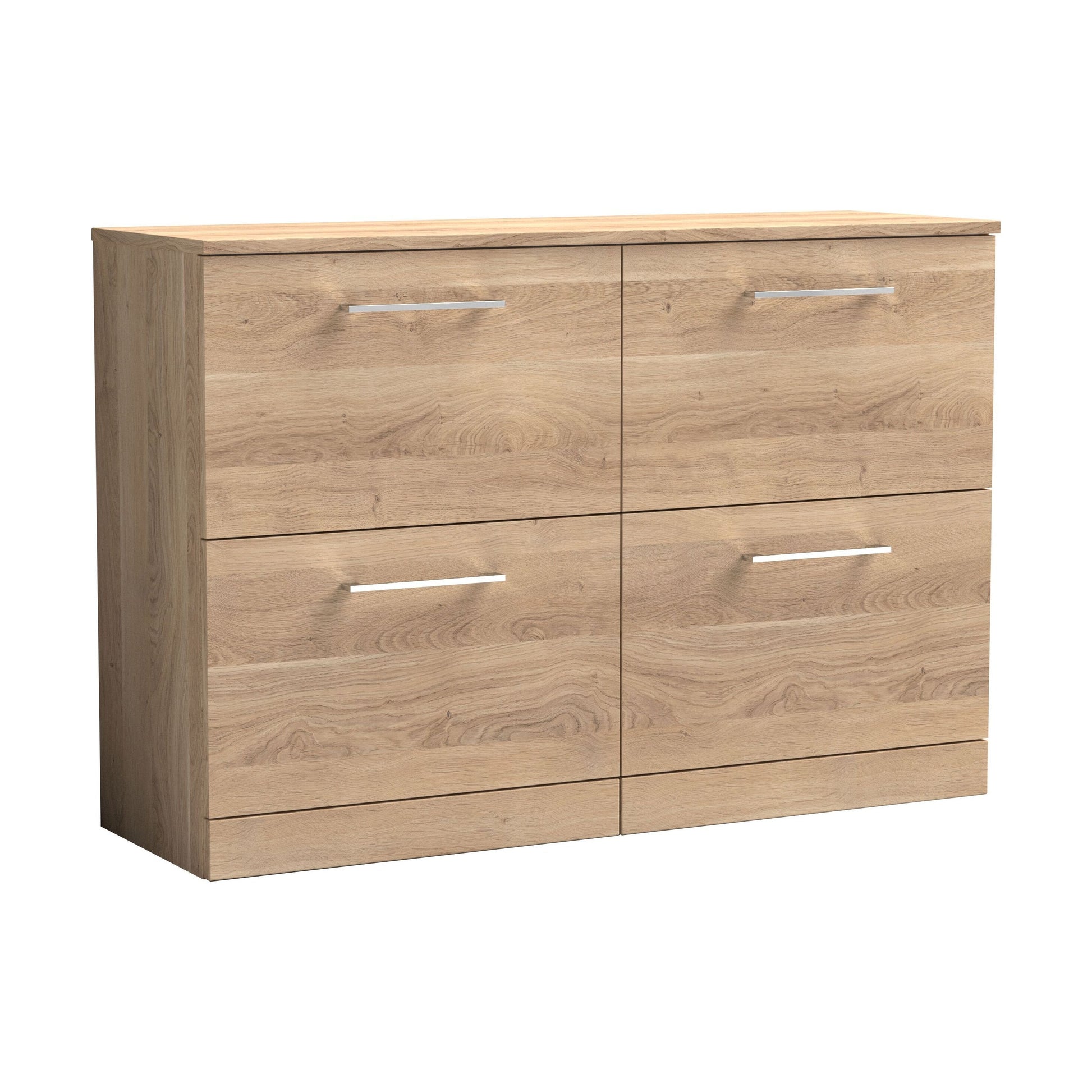 [BFLE3033W2] Balterley Level Modern Bathroom 4 Drawer Floor Standing Vanity Unit with Worktop & Handles, Bleached Oak, 1205 mm - Cutout