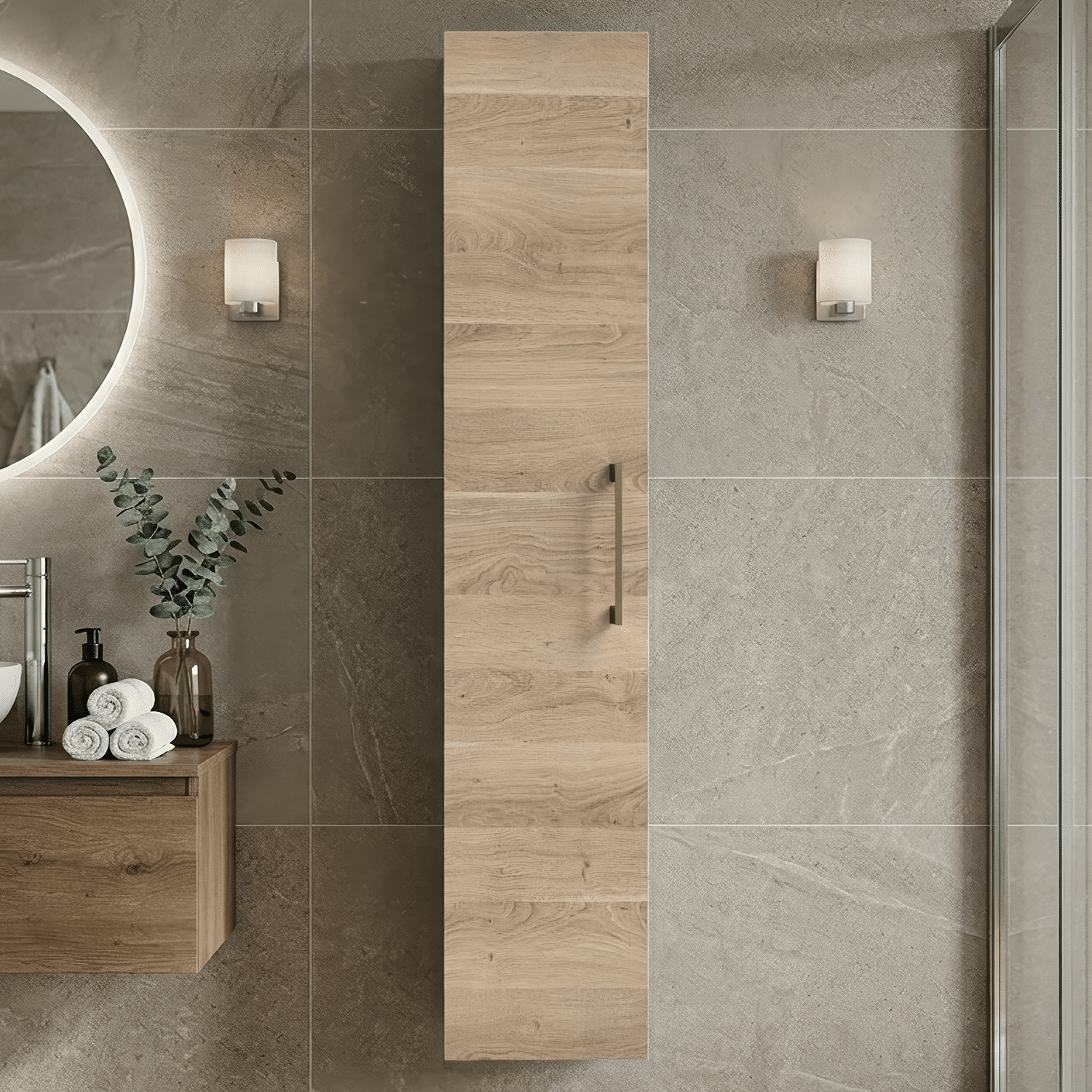 [BFLE3061H017] Bramshall 300mm Wall Hung 1 Door Tall Unit - Choice of Colour and Handle Finish - Silo