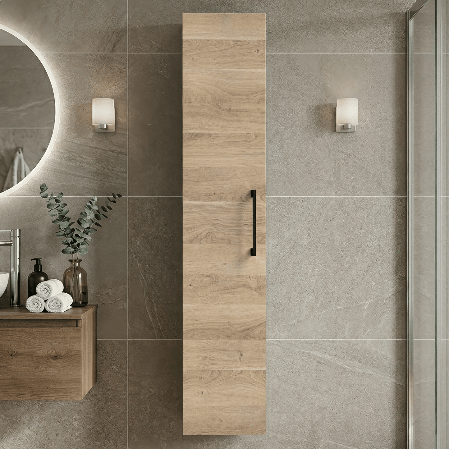 [BFLE3061H018] Bramshall 300mm Wall Hung 1 Door Tall Unit - Choice of Colour and Handle Finish - Silo
