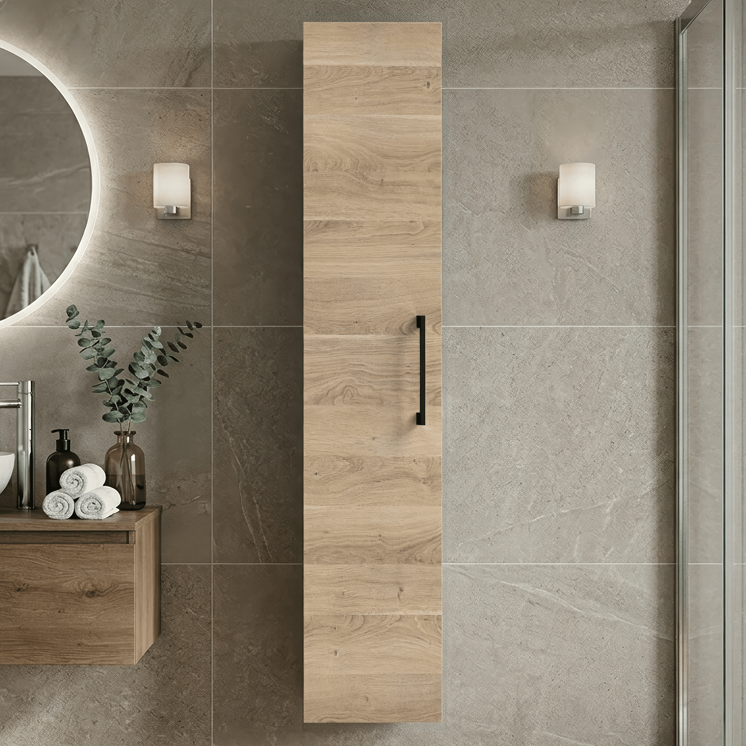[BFLE3061H018] Bramshall 300mm Wall Hung 1 Door Tall Unit - Choice of Colour and Handle Finish - Silo