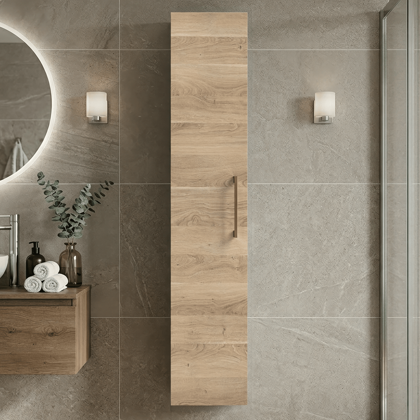 [BFLE3061H019] Bramshall 300mm Wall Hung 1 Door Tall Unit - Choice of Colour and Handle Finish - Silo