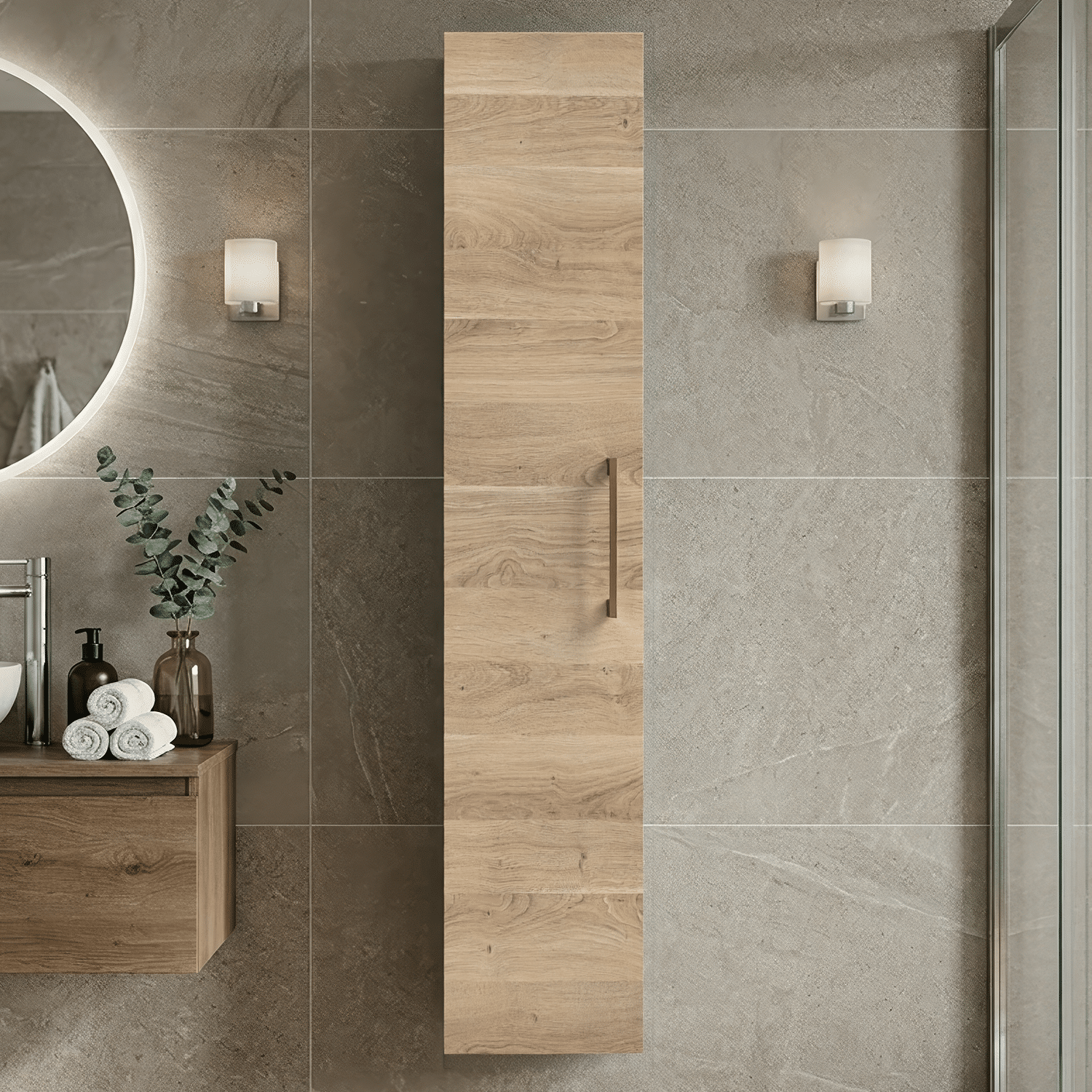 [BFLE3061H019] Bramshall 300mm Wall Hung 1 Door Tall Unit - Choice of Colour and Handle Finish - Silo