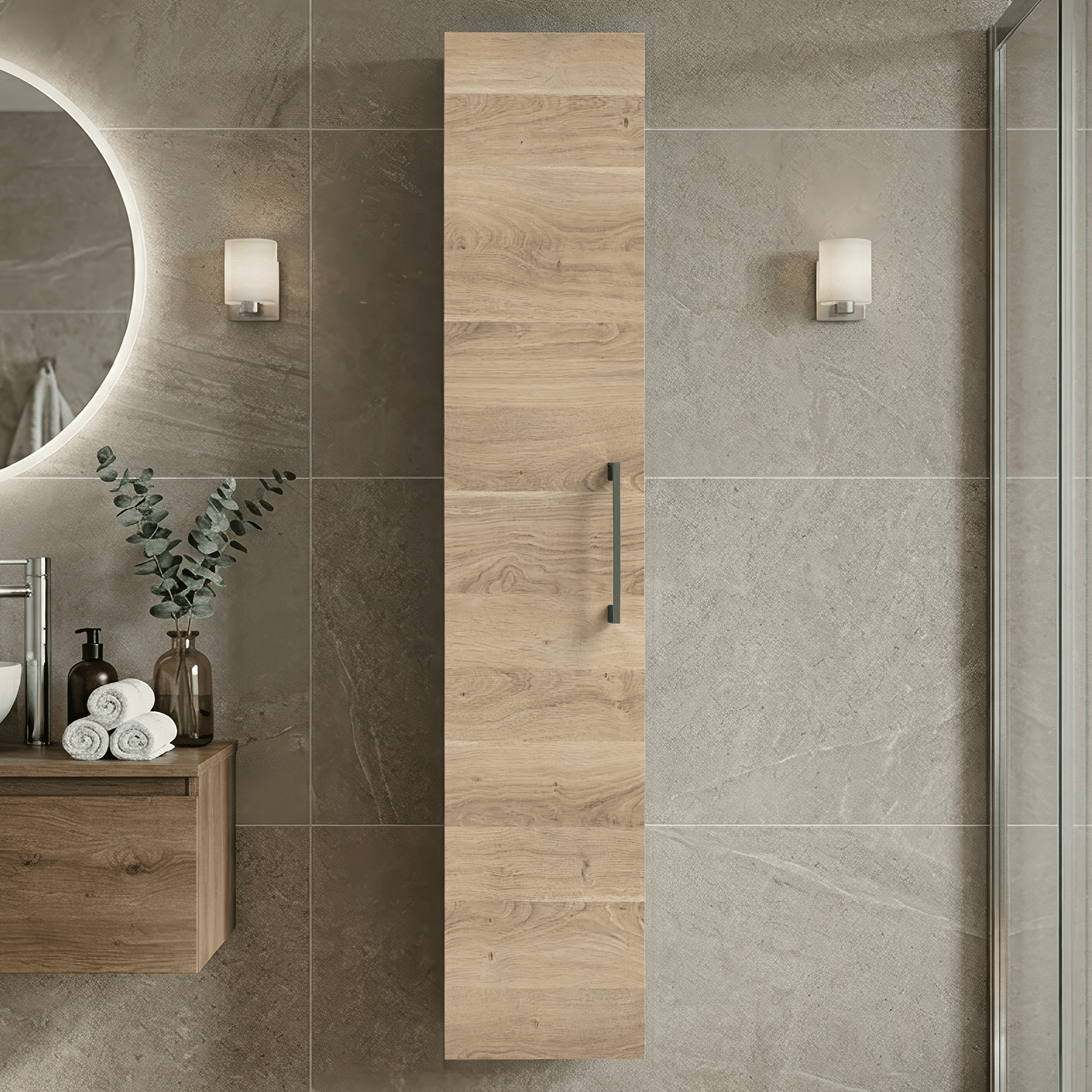 [BFLE3061H716] Bramshall 300mm Wall Hung 1 Door Tall Unit - Choice of Colour and Handle Finish - Silo