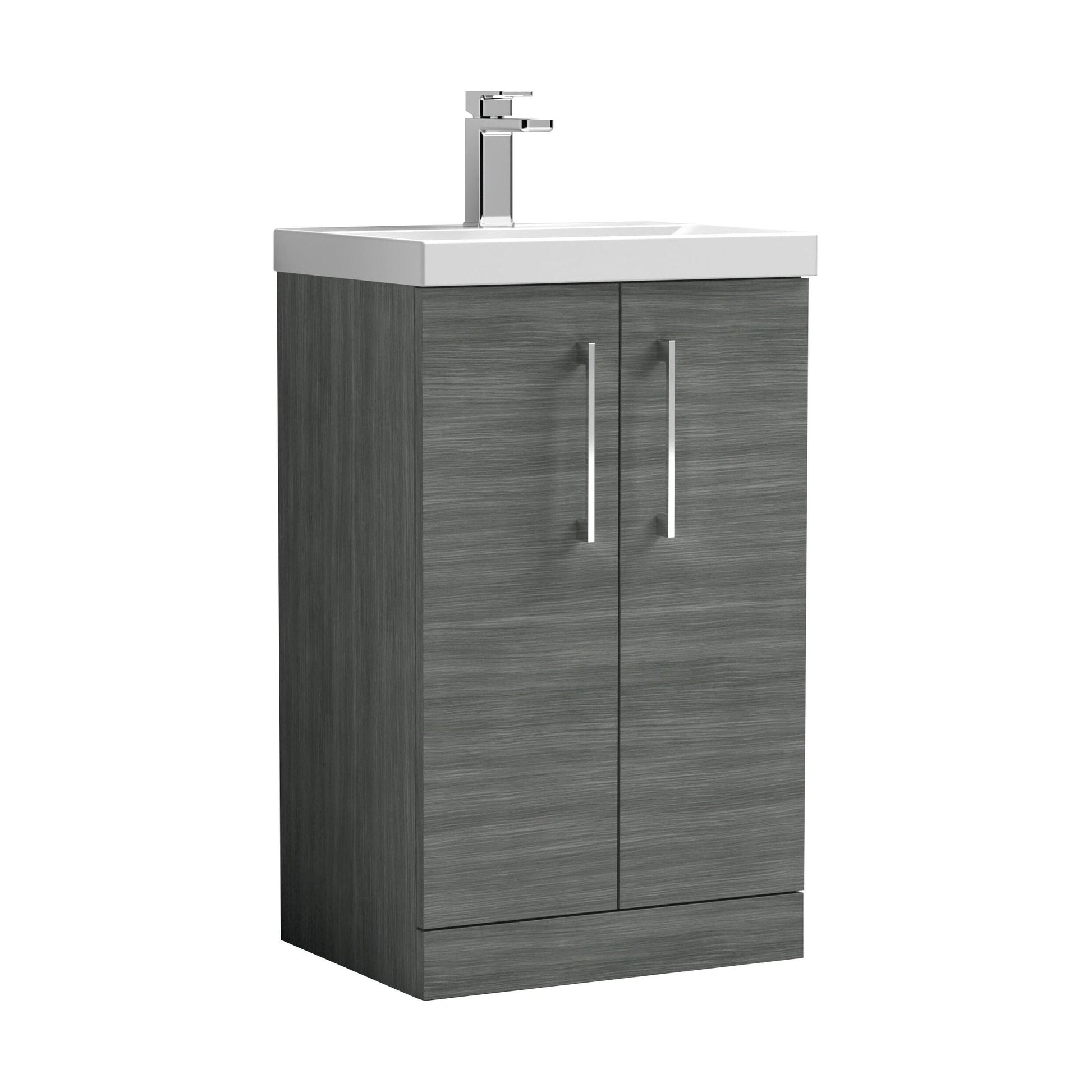 [BFLE501D] Balterley  Contemporary Bathroom Floor Standing 2-Door Vanity & Thin-Edge Basin, Anthracite, 500mm - Cutout