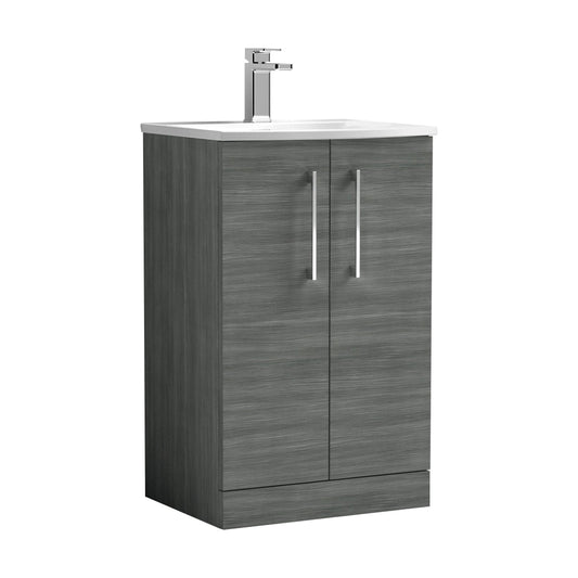 [BFLE501G] Balterley  Modern Bathroom 2 Soft Close Door Floor Standing Vanity & Basin, Anthracite, 500mm - Cutout