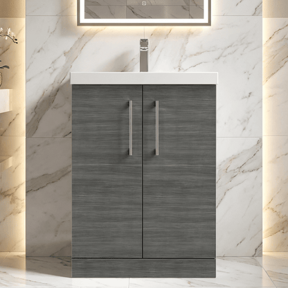[BFLE503A] Contemporary Floor Standing Vanity Unit with Mid-Edge Basin, Choice of Size - Silo