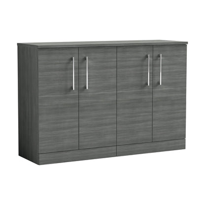 [BFLE503W2] Balterley Level Modern Bathroom 2 Door Floor Standing Vanity Unit with Worktop & Handles, Anthracite Woodgrain, 1205 mm - Cutout