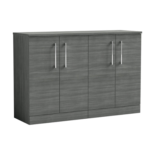 [BFLE503W2] Balterley Level Modern Bathroom 2 Door Floor Standing Vanity Unit with Worktop & Handles, Anthracite Woodgrain, 1205 mm - Cutout