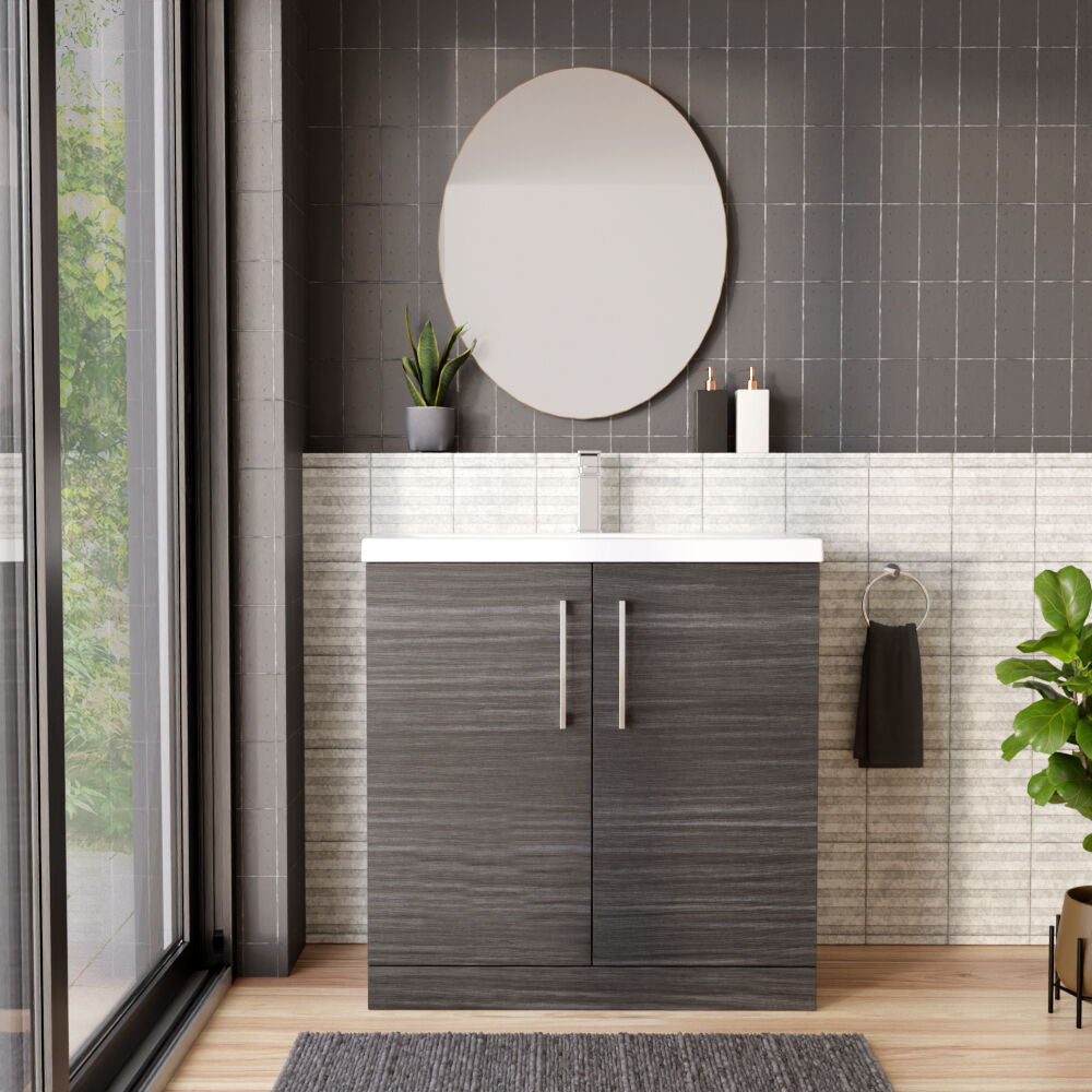 [BFLE505A] Contemporary Floor Standing Vanity Unit with Mid-Edge Basin, Choice of Size - Lifestyle 1