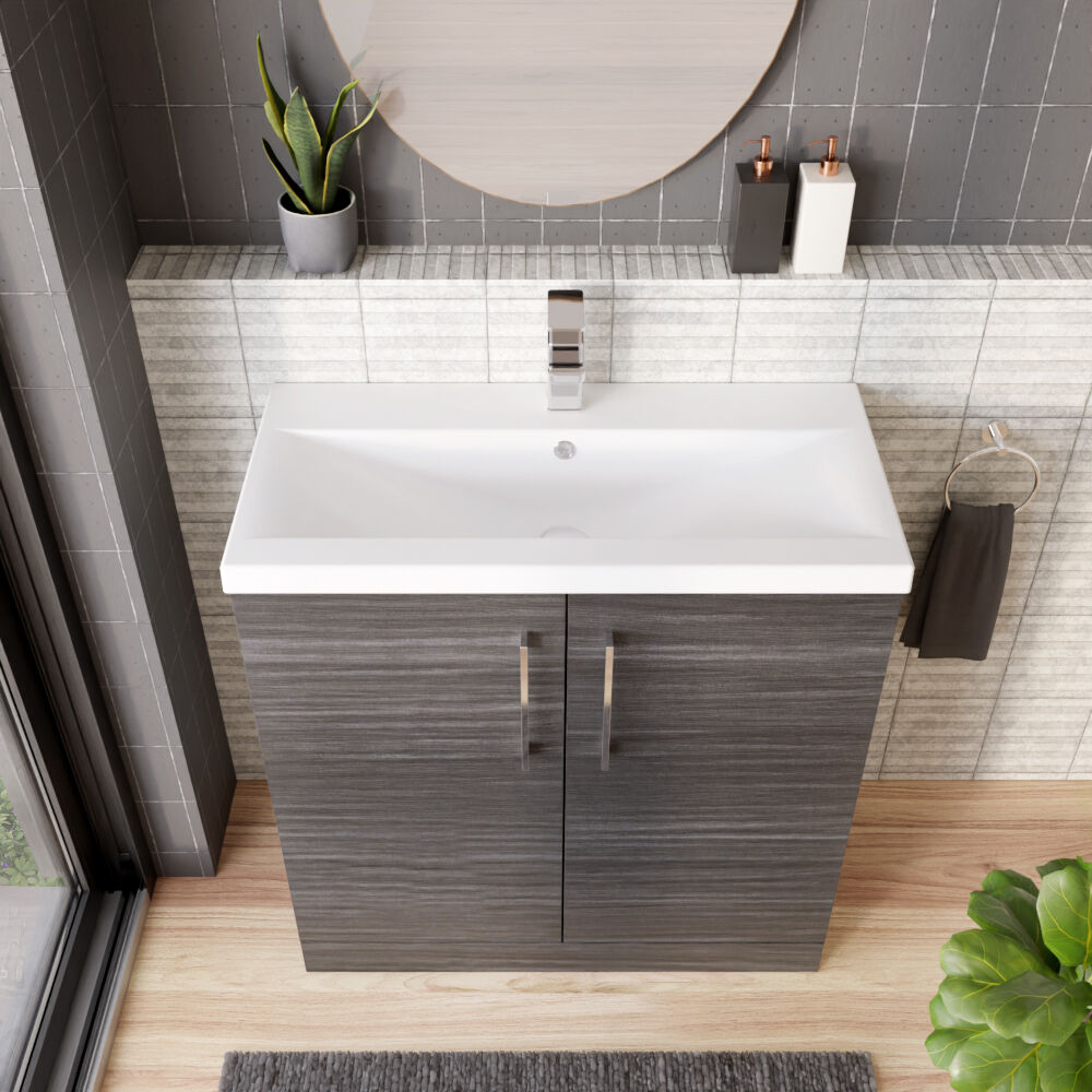 [BFLE505A] Contemporary Floor Standing Vanity Unit with Mid-Edge Basin, Choice of Size - Lifestyle 2