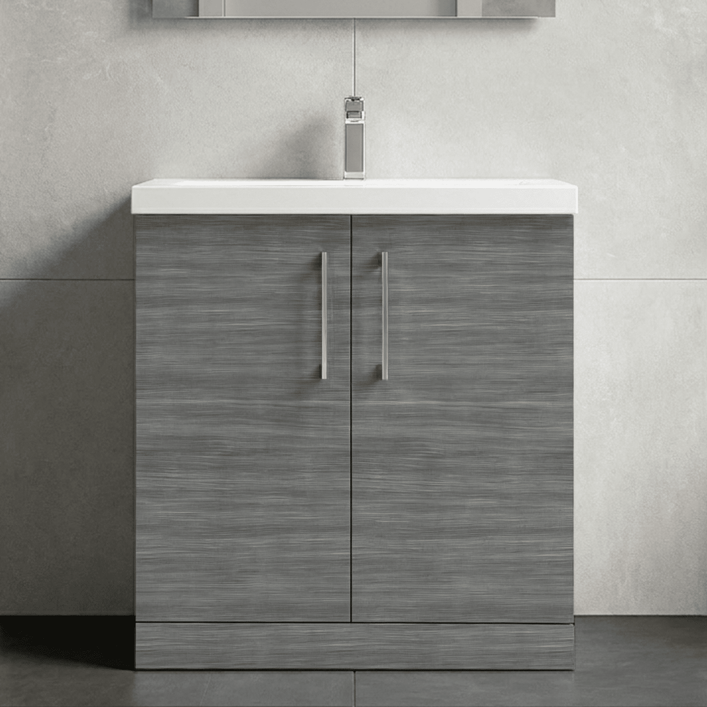 [BFLE505A] Contemporary Floor Standing Vanity Unit with Mid-Edge Basin, Choice of Size - Silo