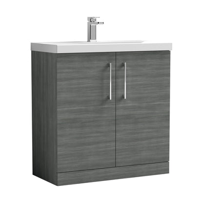 [BFLE505D] Balterley  Contemporary Bathroom Floor Standing 2-Door Vanity & Thin-Edge Basin, Anthracite, 800mm - Cutout
