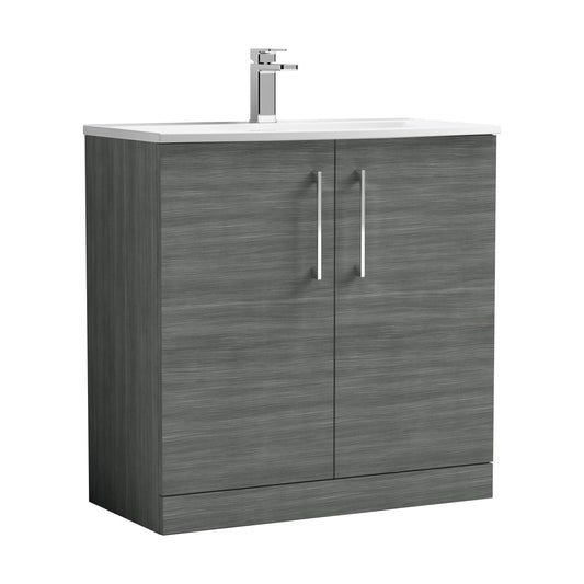 [BFLE505G] Balterley  Modern Bathroom 2 Soft Close Door Floor Standing Vanity & Basin, Anthracite, 800mm - Cutout
