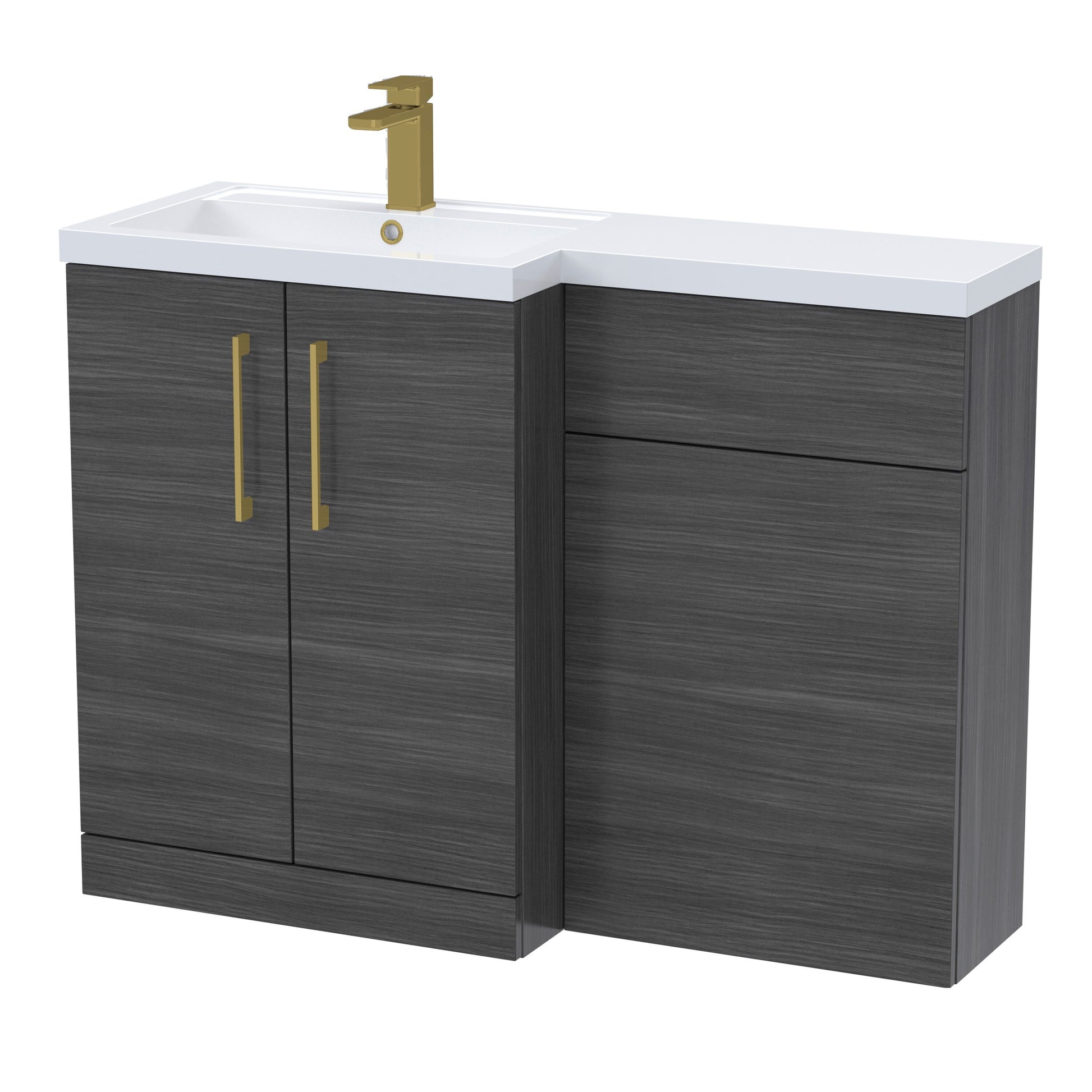 [BFLE511LH017] Bramshall Combination Vanity Unit with Basin & WC, Left Hand, 1100mm x 390mm - Choice of Colour and Handle Finish - Cutout