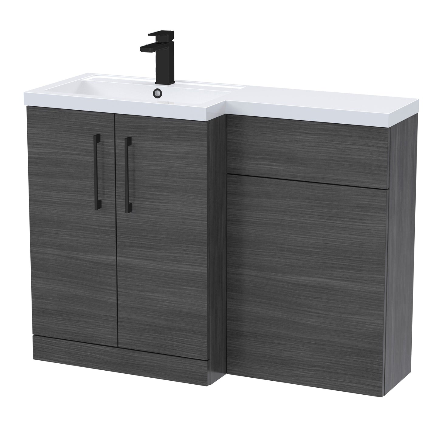 [BFLE511LH018] Bramshall Combination Vanity Unit with Basin & WC, Left Hand, 1100mm x 390mm - Choice of Colour and Handle Finish - Cutout