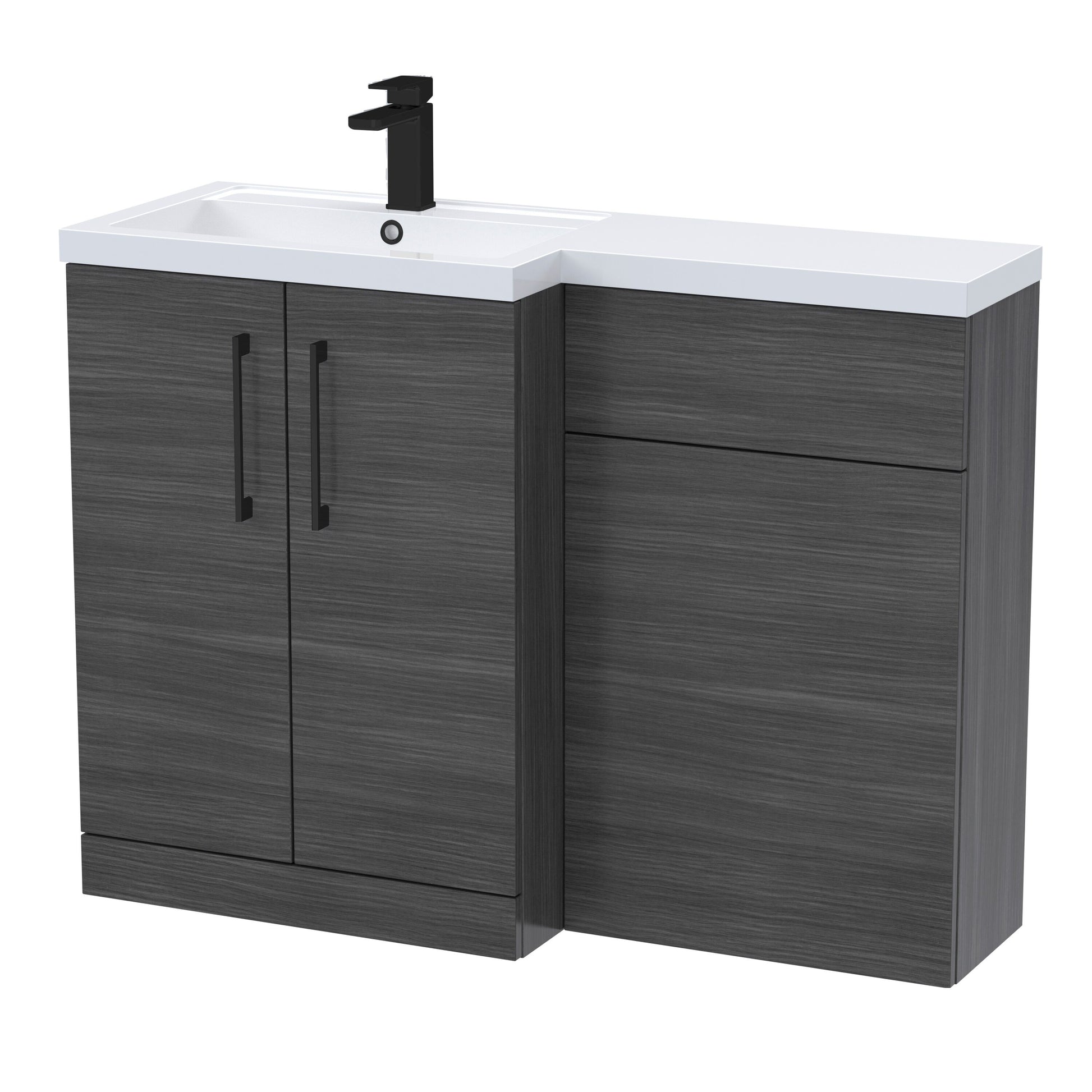 [BFLE511LH018] Bramshall Combination Vanity Unit with Basin & WC, Left Hand, 1100mm x 390mm - Choice of Colour and Handle Finish - Cutout