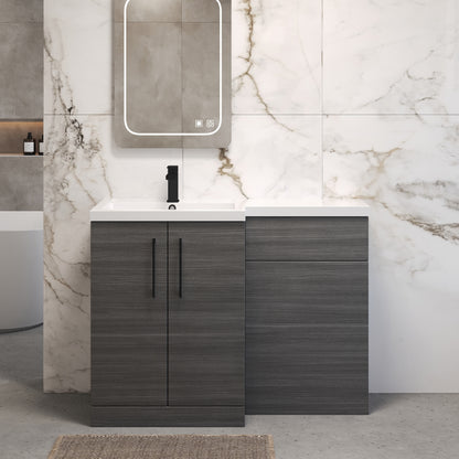 [BFLE511LH018] Bramshall Combination Vanity Unit with Basin & WC, Left Hand, 1100mm x 390mm - Choice of Colour and Handle Finish - Lifestyle 1