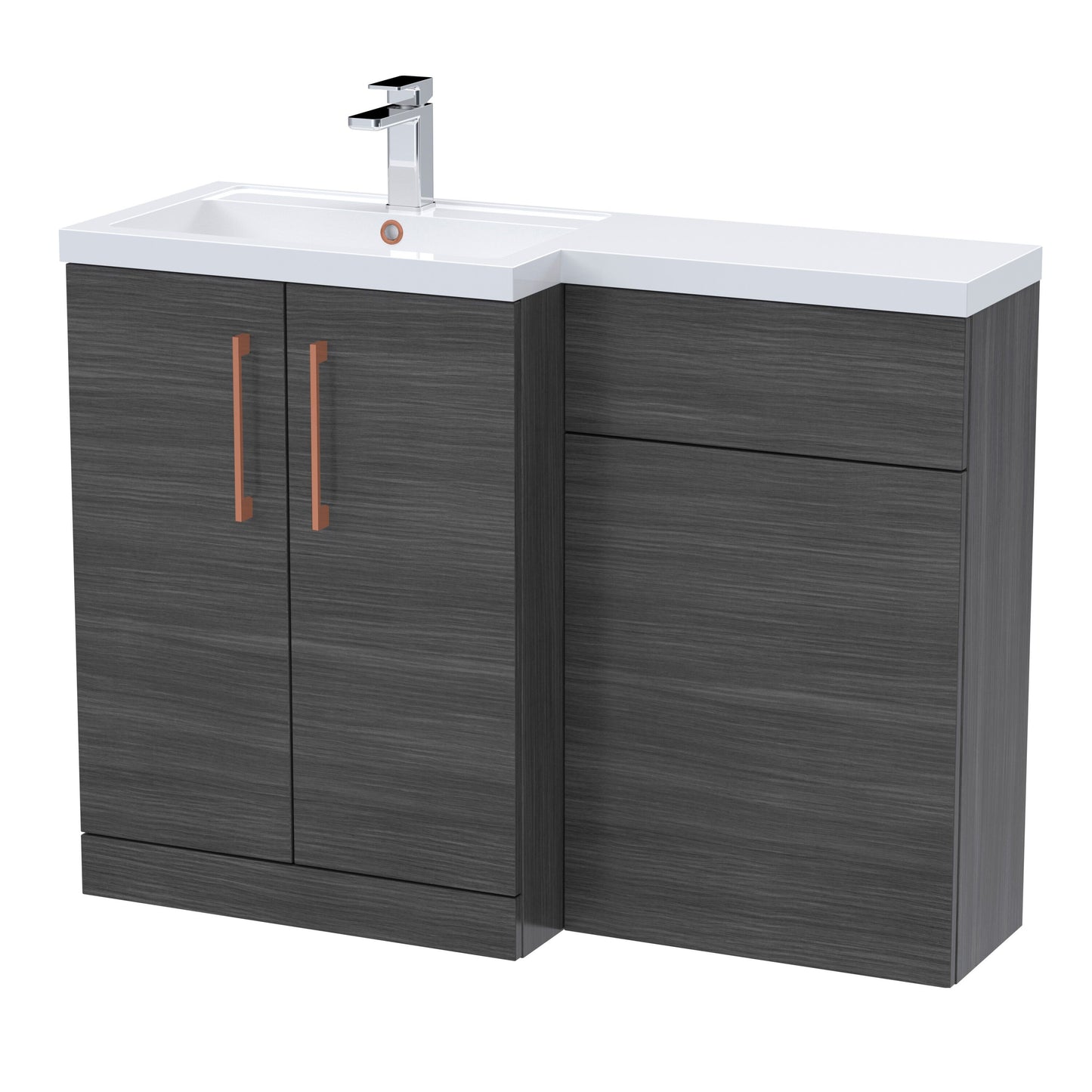 [BFLE511LH019] Bramshall Combination Vanity Unit with Basin & WC, Left Hand, 1100mm x 390mm - Choice of Colour and Handle Finish - Cutout