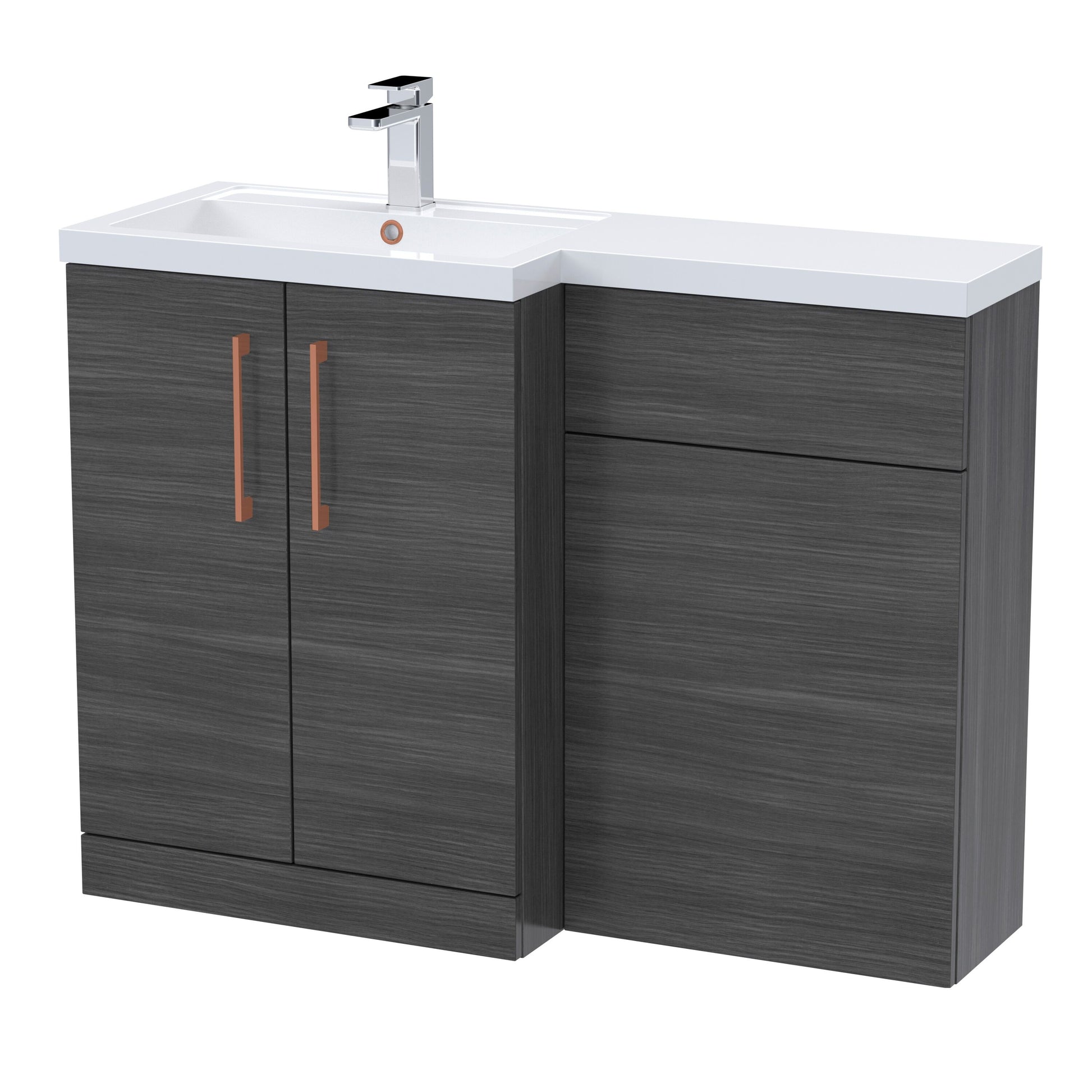 [BFLE511LH019] Bramshall Combination Vanity Unit with Basin & WC, Left Hand, 1100mm x 390mm - Choice of Colour and Handle Finish - Cutout