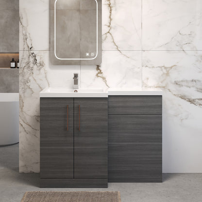 [BFLE511LH019] Bramshall Combination Vanity Unit with Basin & WC, Left Hand, 1100mm x 390mm - Choice of Colour and Handle Finish - Lifestyle 1