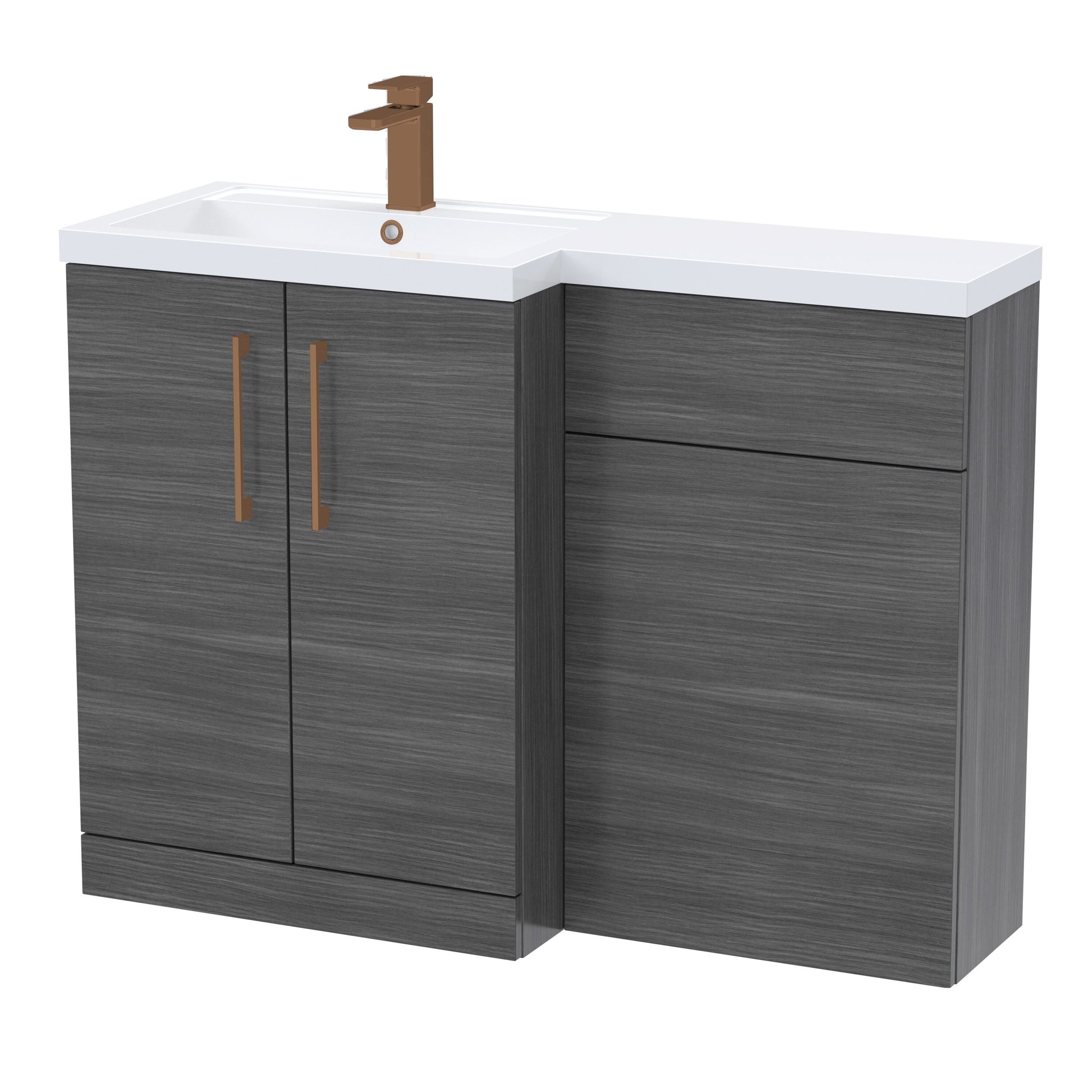 [BFLE511LH1516] Bramshall Combination Vanity Unit with Basin & WC, Left Hand, 1100mm x 390mm - Choice of Colour and Handle Finish - Cutout