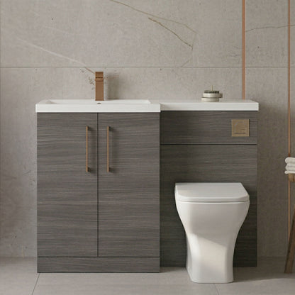 [BFLE511LH1516] Bramshall Combination Vanity Unit with Basin & WC, Left Hand, 1100mm x 390mm - Choice of Colour and Handle Finish - Silo