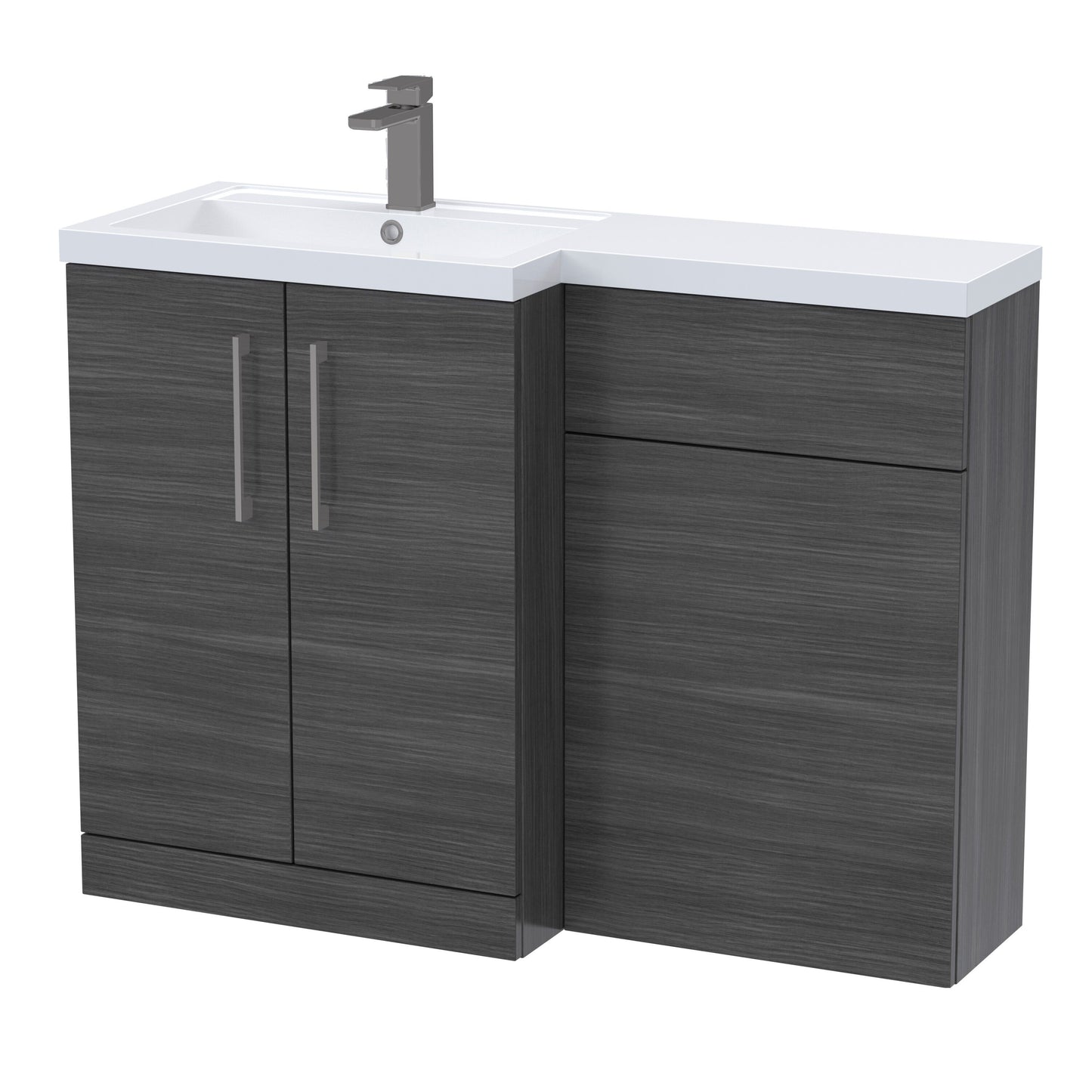 [BFLE511LH716] Bramshall Combination Vanity Unit with Basin & WC, Left Hand, 1100mm x 390mm - Choice of Colour and Handle Finish - Cutout