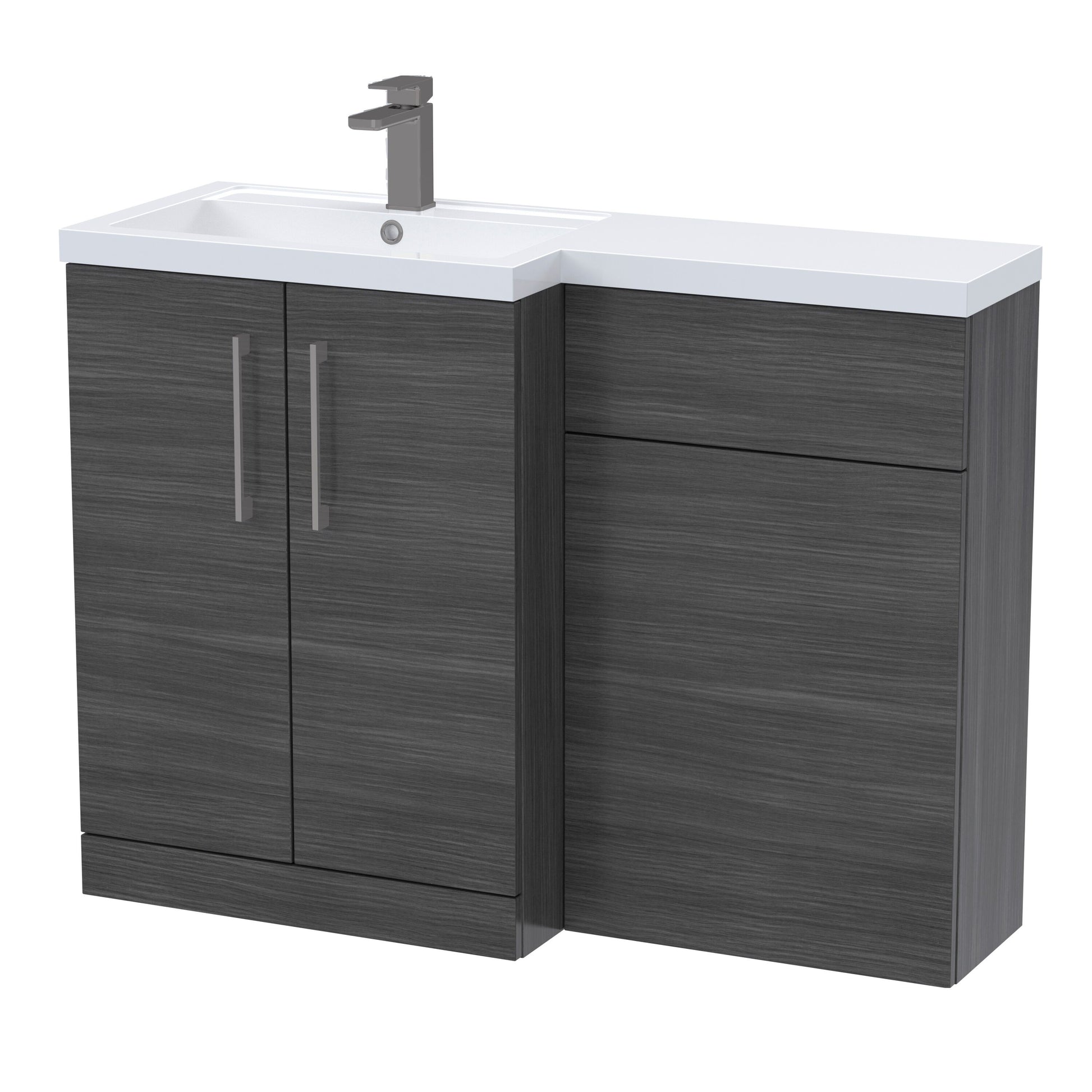 [BFLE511LH716] Bramshall Combination Vanity Unit with Basin & WC, Left Hand, 1100mm x 390mm - Choice of Colour and Handle Finish - Cutout
