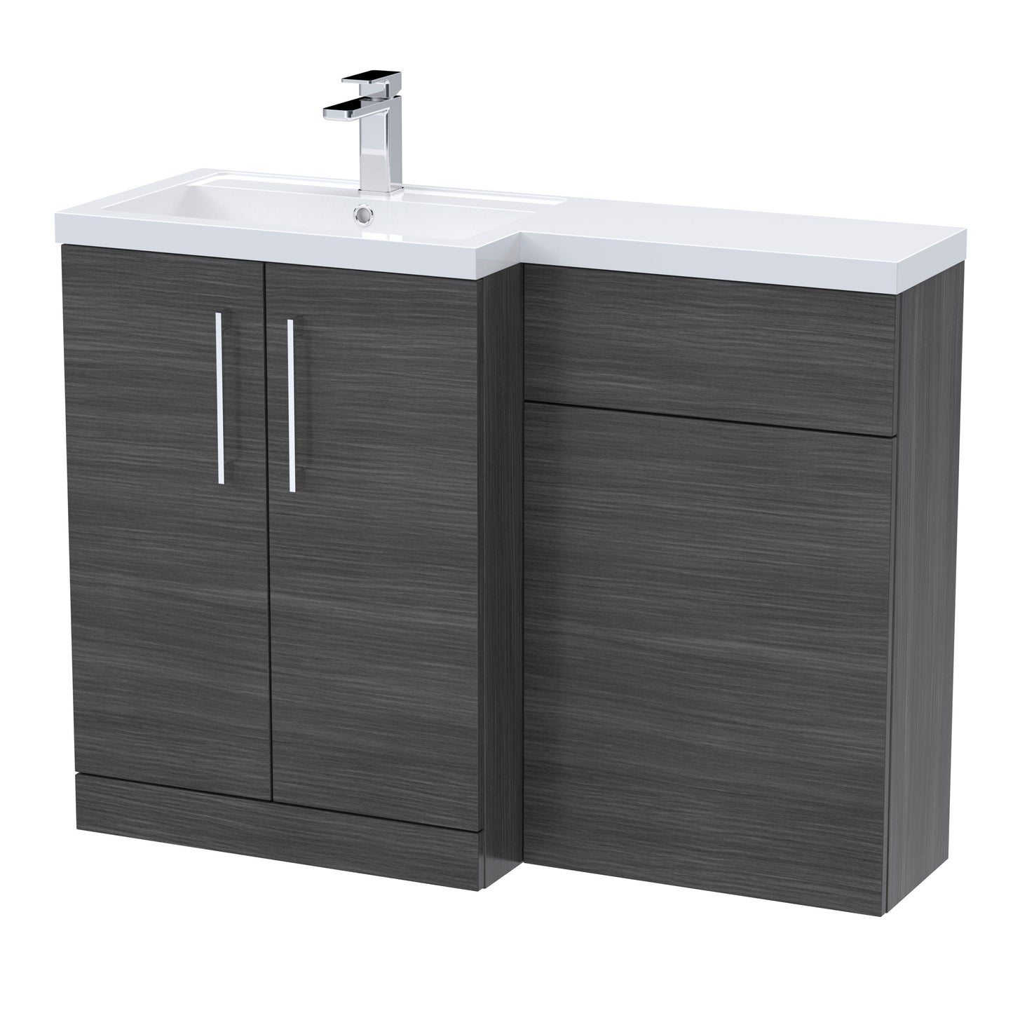 [BFLE511L] Bramshall Combination Vanity Unit with Basin & WC, Left Hand, 1100mm x 390mm - Choice of Colour and Handle Finish - Cutout