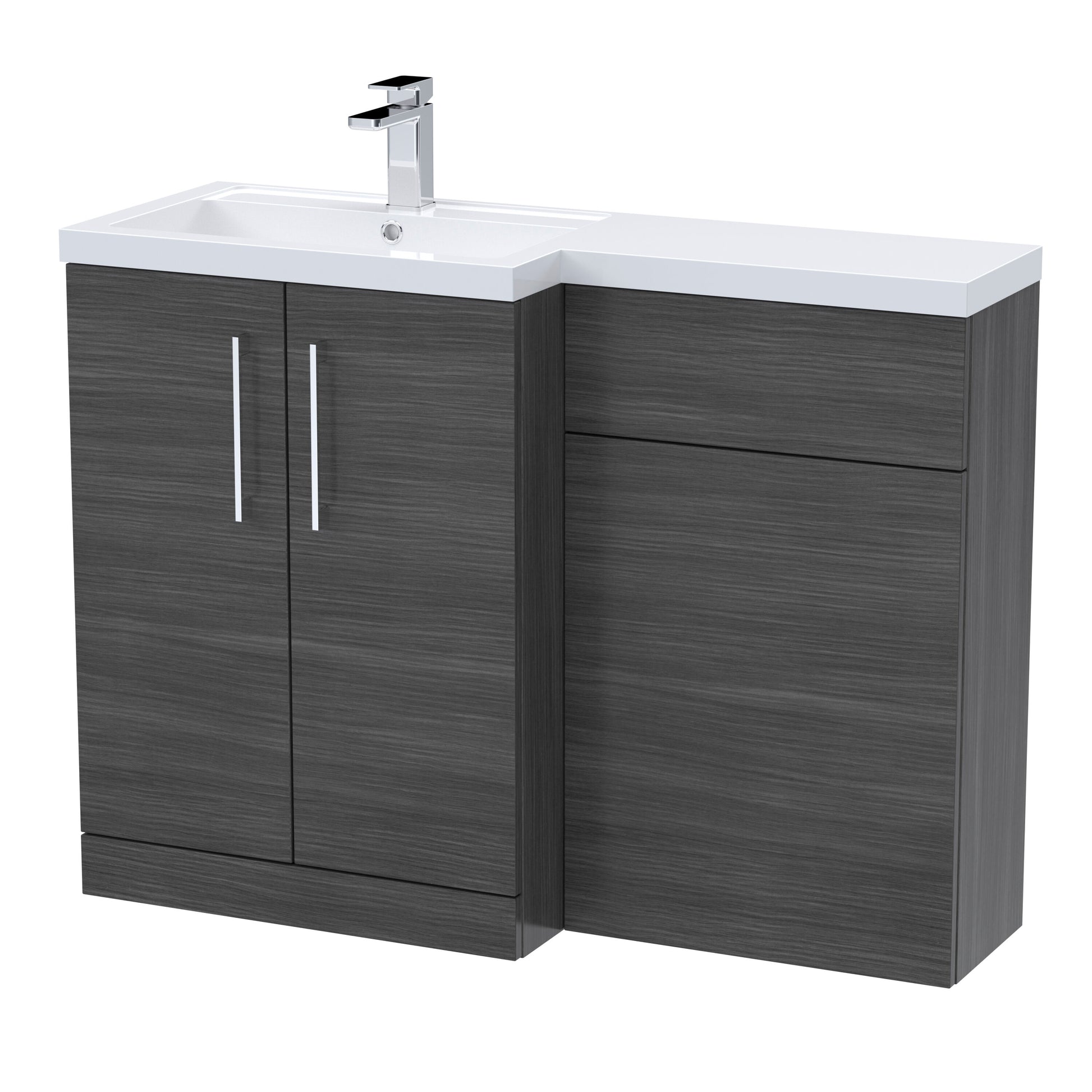 [BFLE511L] Bramshall Combination Vanity Unit with Basin & WC, Left Hand, 1100mm x 390mm - Choice of Colour and Handle Finish - Cutout
