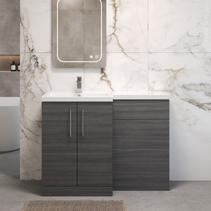 [BFLE511L] Bramshall Combination Vanity Unit with Basin & WC, Left Hand, 1100mm x 390mm - Choice of Colour and Handle Finish - Lifestyle 1
